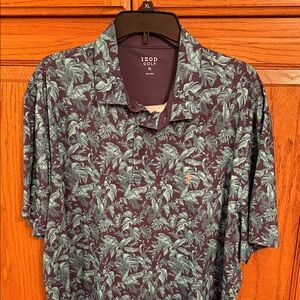 Izod Golf Men's Leaf Print Polo - Blue and Purple